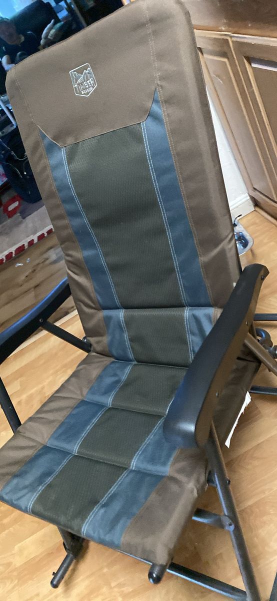 Timber Ridge High Back Folding Camping Chair Outdoor Recliner Brown/Blue