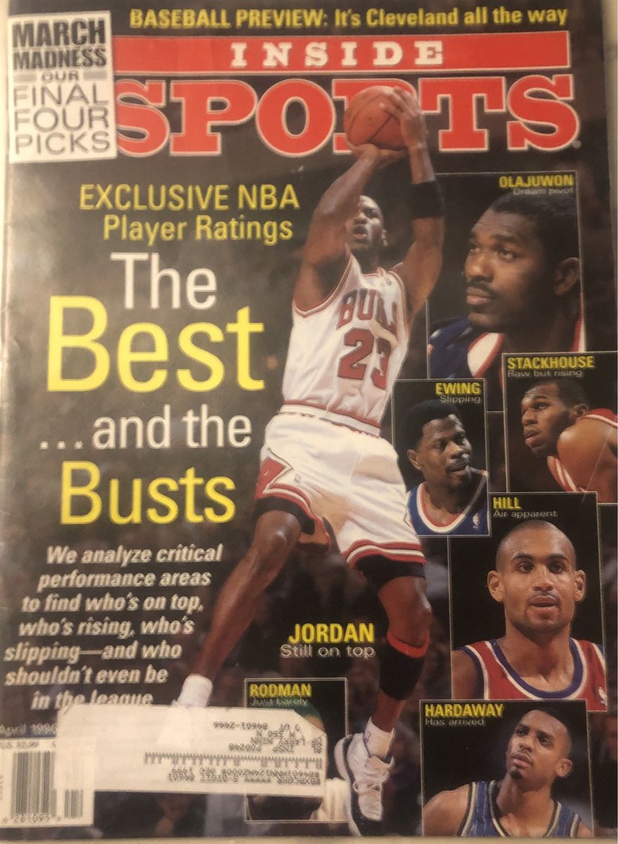 Inside Sports Magazine April 1996 - NBA Player Ratings Michael Jordan Rodman Ewing Hill Hardaway