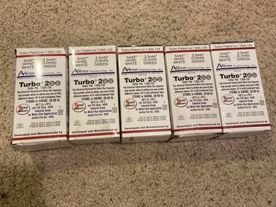 5-Pack AmRad Engineering Turbo 200 Universal Motor Run Capacitors, 370/440VAC, 50/60Hz, Industrial Grade