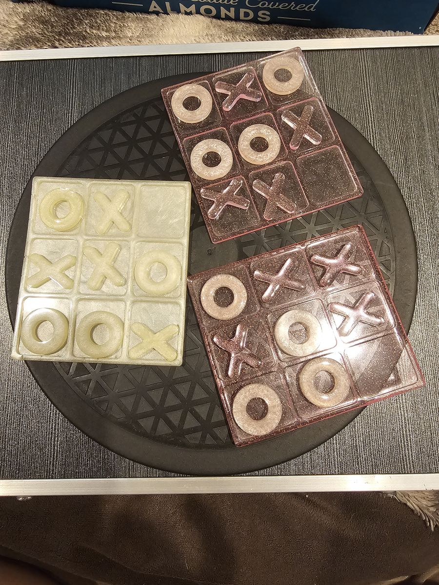 Handmade Resin Tic Tac Toe Board Games Set of Three