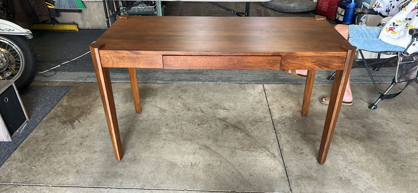 Solid Wood Writing Desk with Center Drawer
