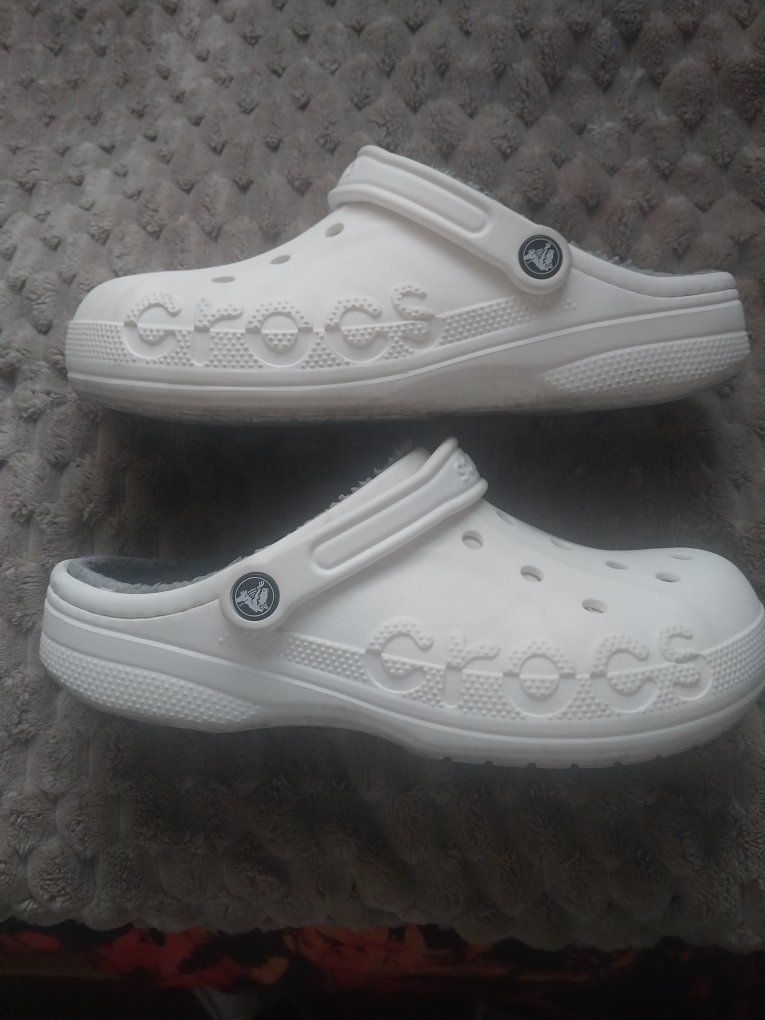 Crocs Classic Lined Clog White Lined Comfort Shoes/ Men's Size 9