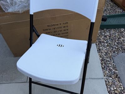 White Plastic Folding Chairs - Set of 4- Brand New