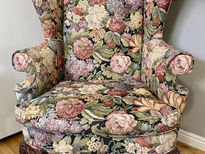 Beautiful Queen Anne Style Wingback Armchair