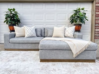 Modern Alder & Tweed Sofa + Ottoman