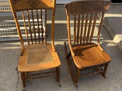 Two Real Wood Antique Rocking Chairs