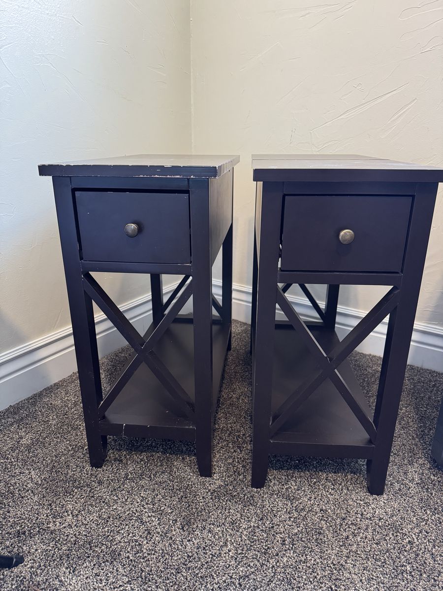 Set of narrow end tables or nightstands for sale in Mapleton