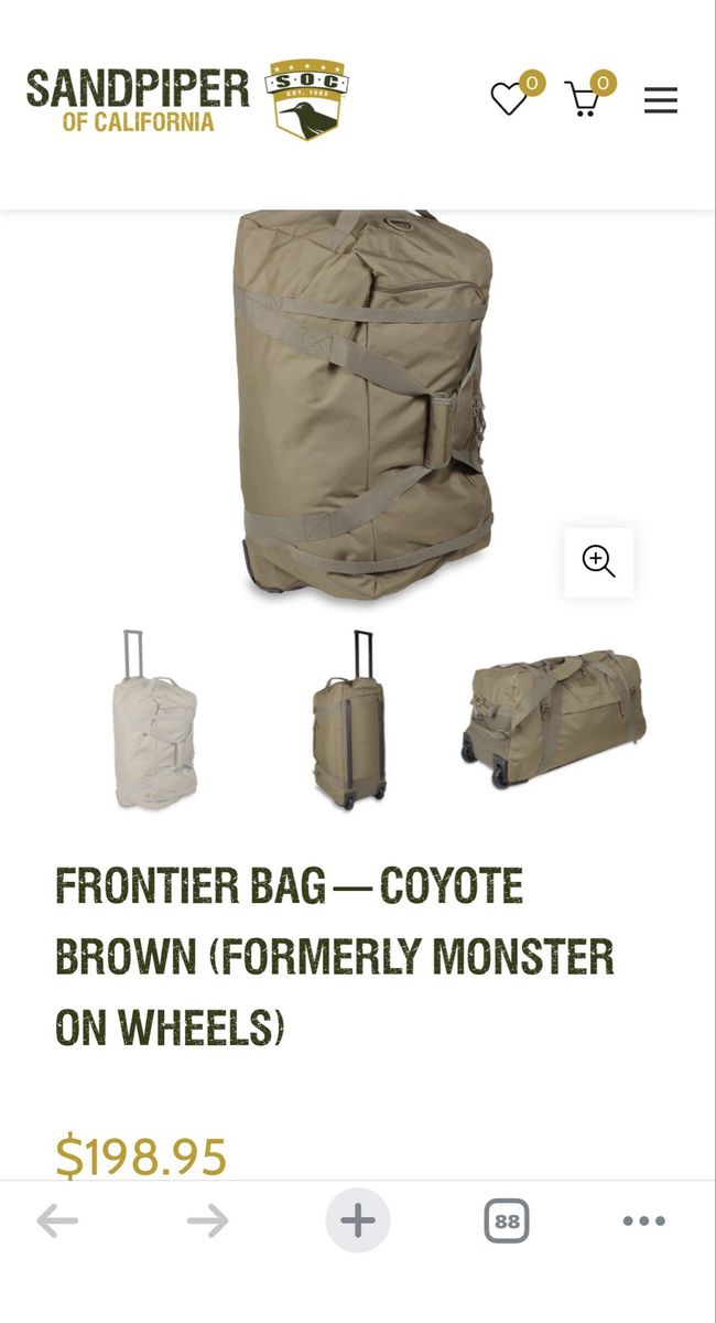 NEW SOC Rolling Frontier Bag Coyote Brown