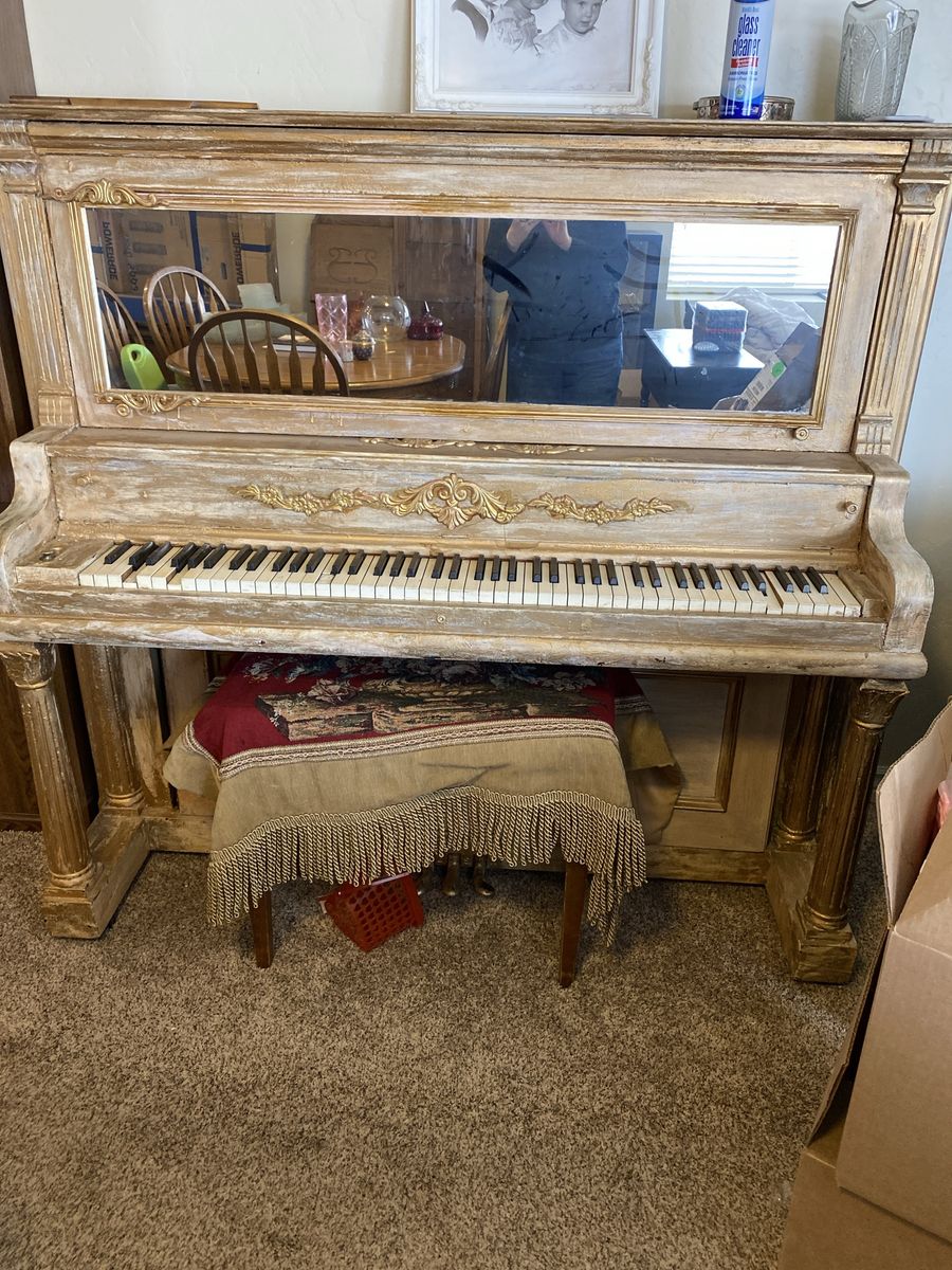 Vintage Upright Piano - Refinished Gold