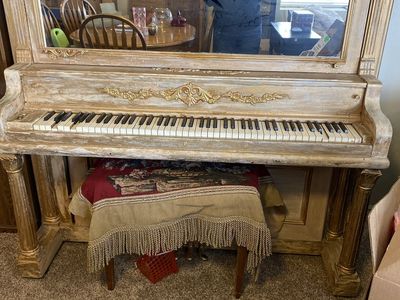 Vintage Upright Piano - Refinished Gold