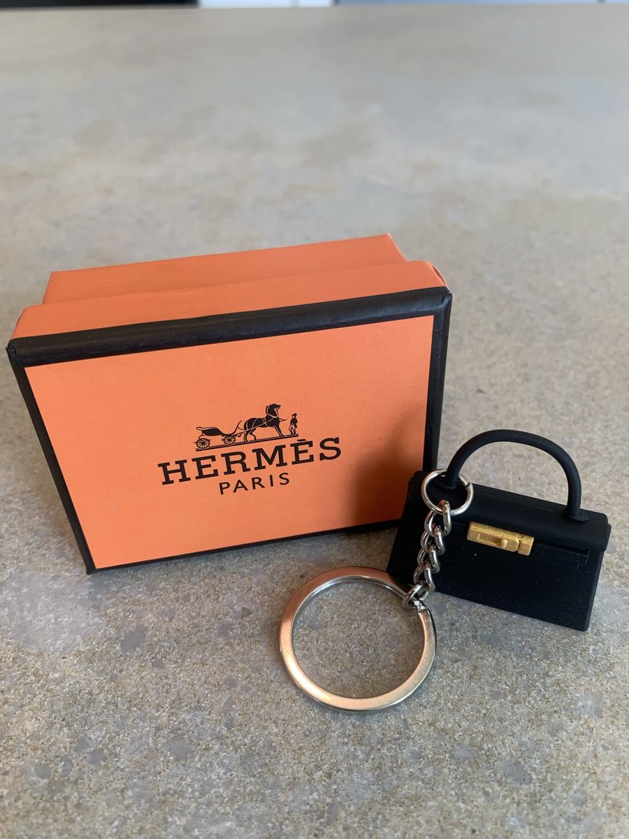 Hermes mini black purse keychain 
