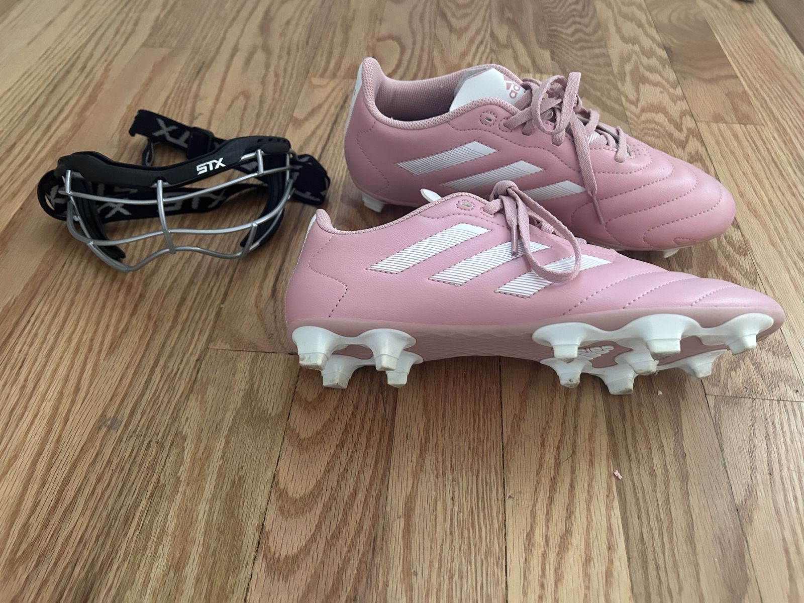 Adidas Pink Cleats with STX Lacrosse Goggles