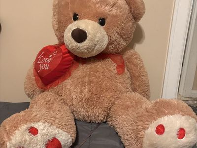 Large Tan "I Love You" Teddy Bear Plush Stuffed Animal Toy, Red Heart