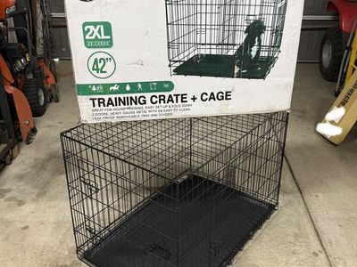 OxGord 2XL Dog Crate, 42" x 27" x 30" Wire Pet Kennel, Double Door, Foldable