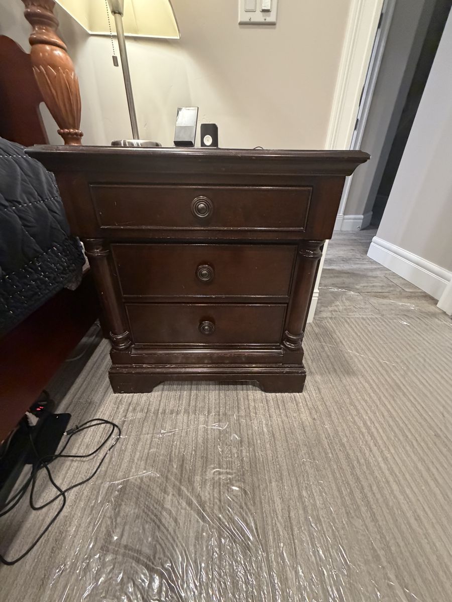 3 drawer wood nightstand