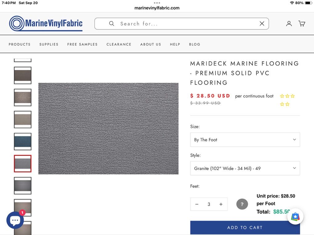 MARIDECK MARINE Vinyl 3' X 102 Granite