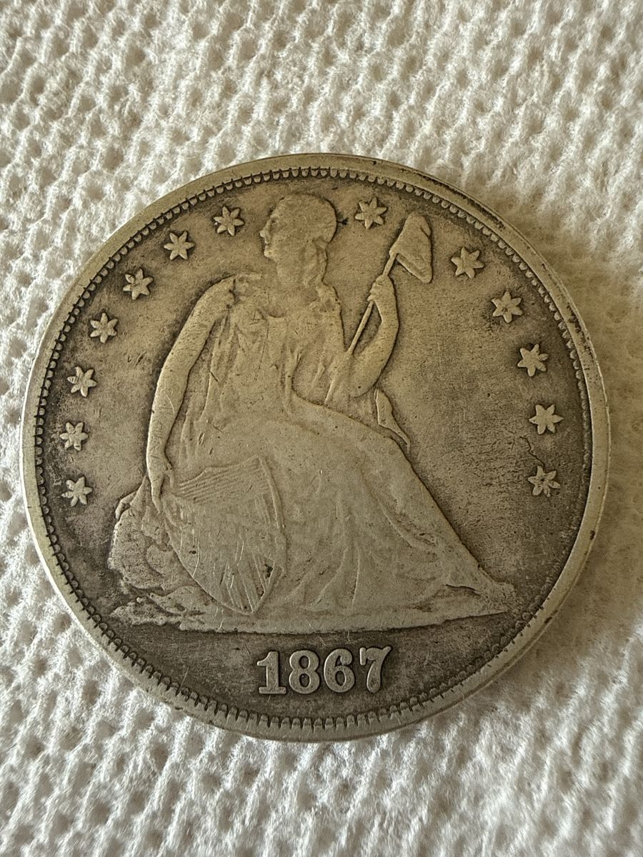 1867 Seated Liberty Silver Dollar - Rotated Die Error Coin