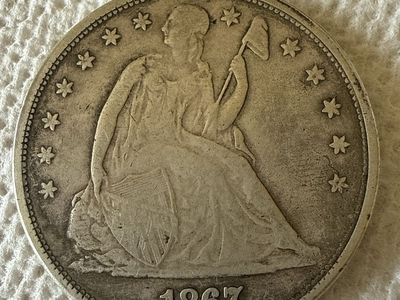 1867 Seated Liberty Silver Dollar - Rotated Die Error Coin
