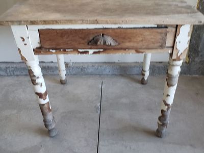 Antique White Shabby Paint Wood End Table with Drawer