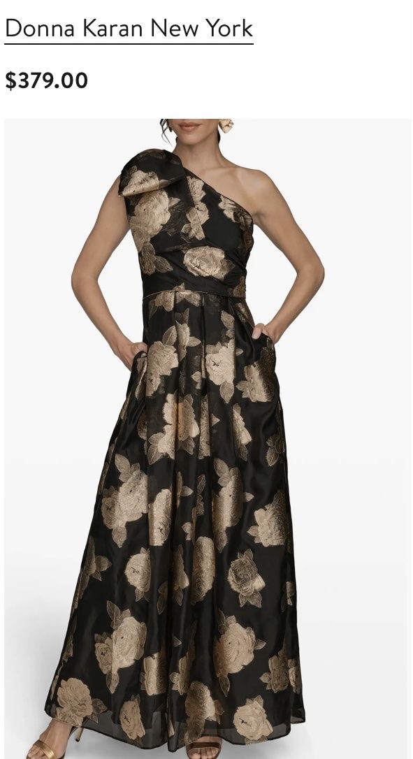 NEW ~ Donna Karan New York Metallic Formal Dress 