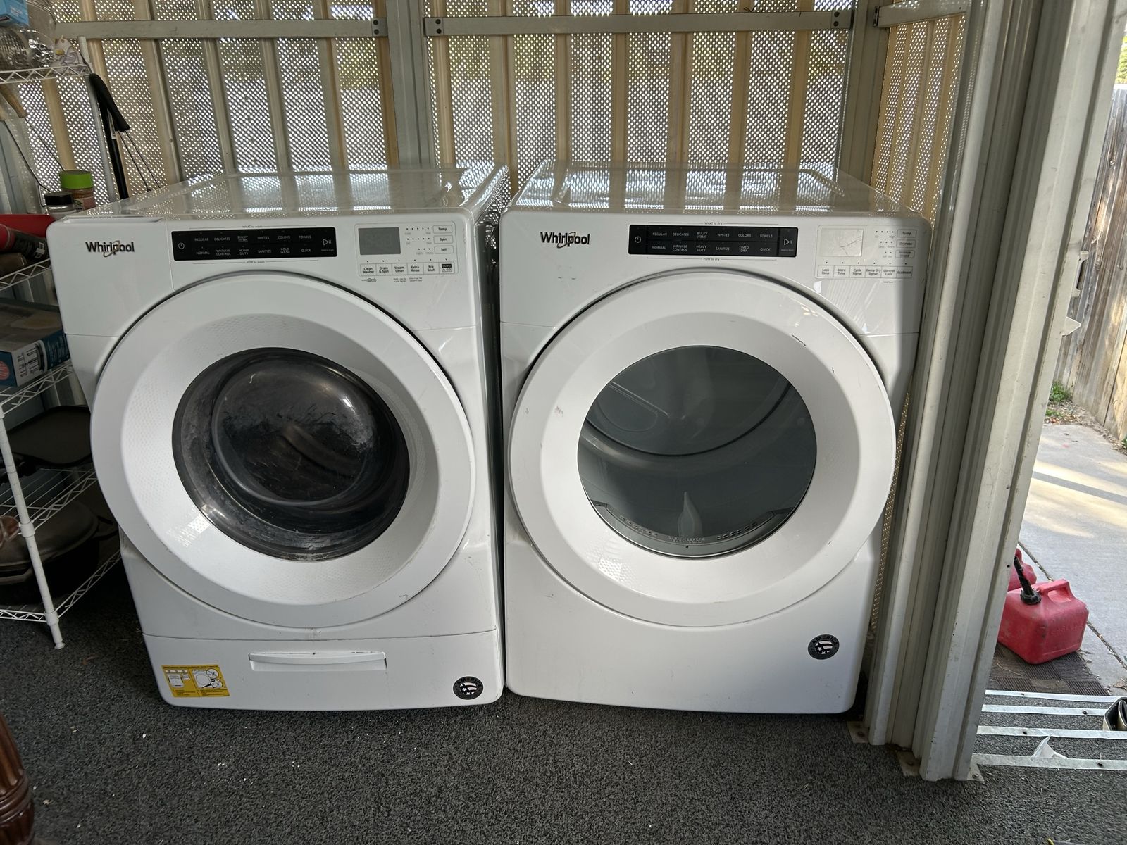 Whirlpool White Front Load Washer & Electric Dryer Set - Used