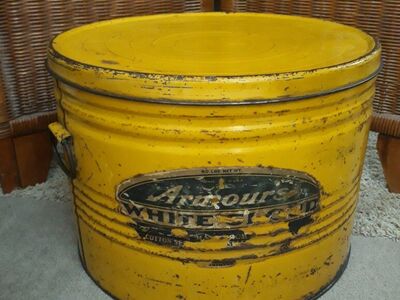 Vintage Yellow Large Metal Storage Can