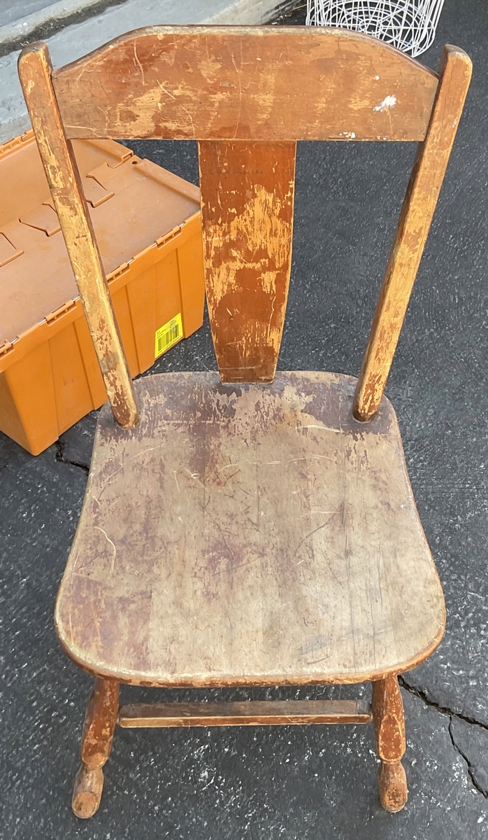 Rustic Distressed Wood Kitchen Chair - Vintage Farmhouse Style