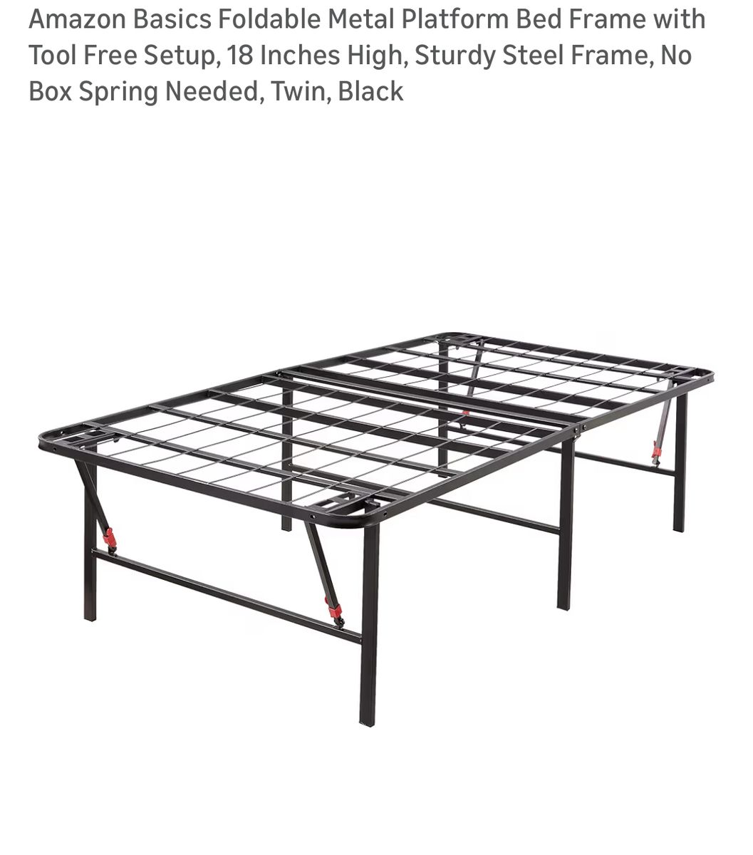 Twin Black Foldable Bed Frame, 18 Inches, New