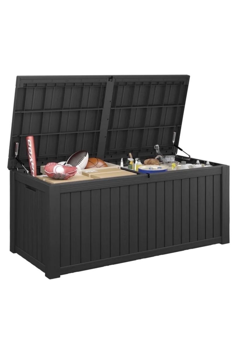 Bifanuo 180 Gallon Deck Box, Resin Outdoor Storage Box, Waterproof