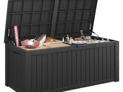 Bifanuo 180 Gallon Deck Box, Resin Outdoor Storage Box, Waterproof