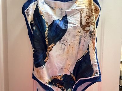 New. Beautiful XL Blue Butterfly Print One-Piece Swimsuit with Shoulder Tie Straps