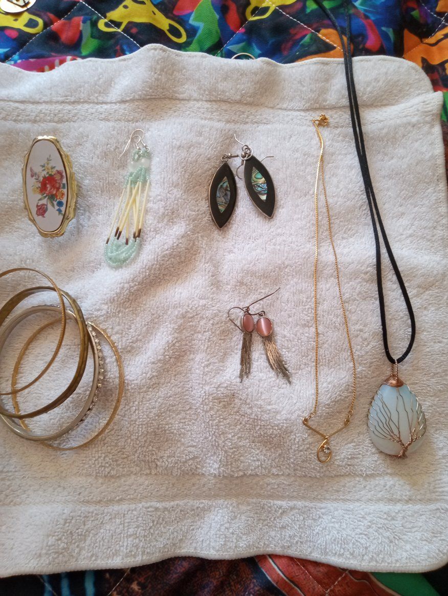 Assorted Jewelry Lot: Necklaces, Earrings, Bangles - Mixed Materials & Styles
