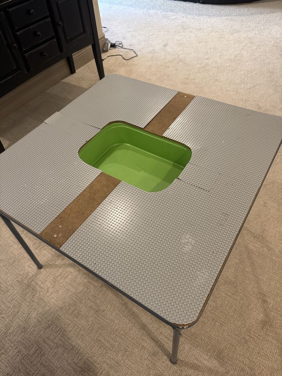 Custom Built LEGO Play Table with Storage Bin - Gray/Green