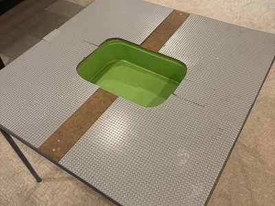 Custom Built LEGO Play Table with Storage Bin - Gray/Green