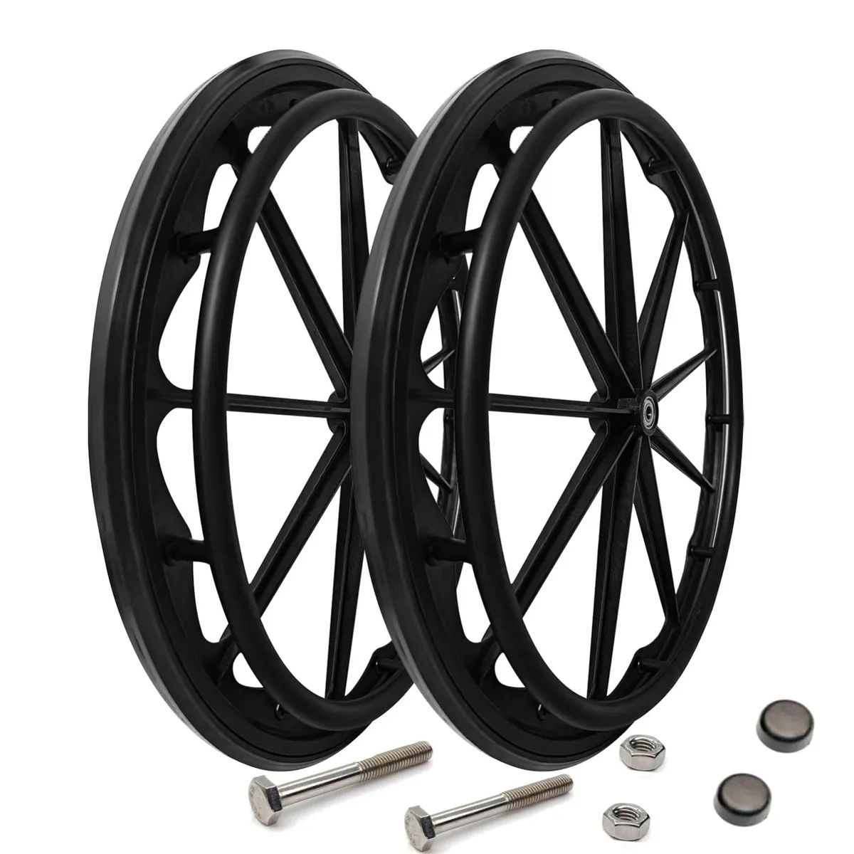 24x1 Wheelchair Rear Wheel Replacement Pair Black Rear Wheel Assembly 24 Inch