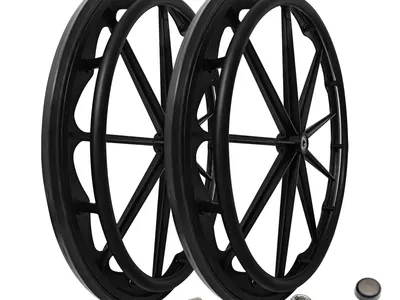 24x1 Wheelchair Rear Wheel Replacement Pair Black Rear Wheel Assembly 24 Inch