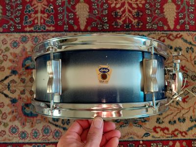 Vintage 1950s Ludwig No. 491 Pioneer 5x14" Snare Drum in Blue/Silver Duco Lacquer