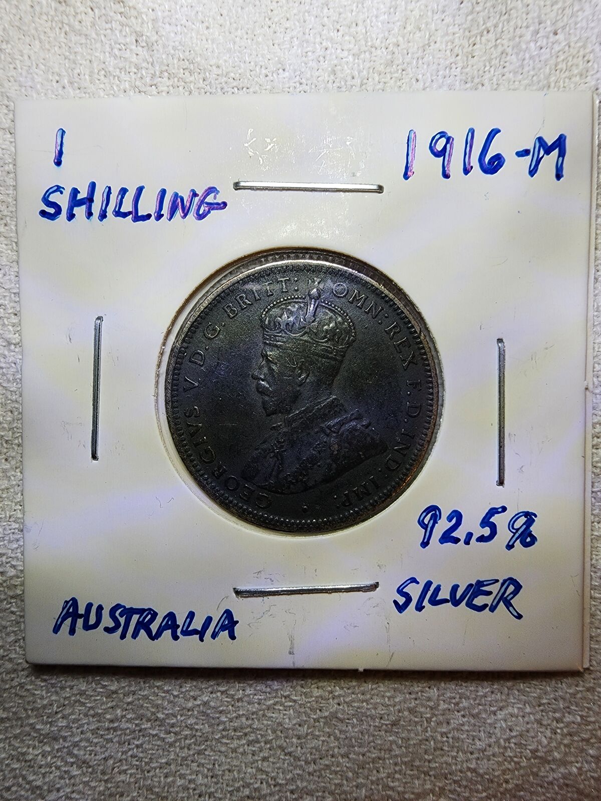 1916-M AUSTRALIA 1 SHILLING - 92.5% SILVER
