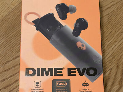 Skullcandy Dime Evo - Wireless Travel Earbuds with Clip Case