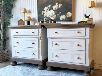 XL Ashley 3 Drawer Nightstands - Fluted, Hidden Drawers