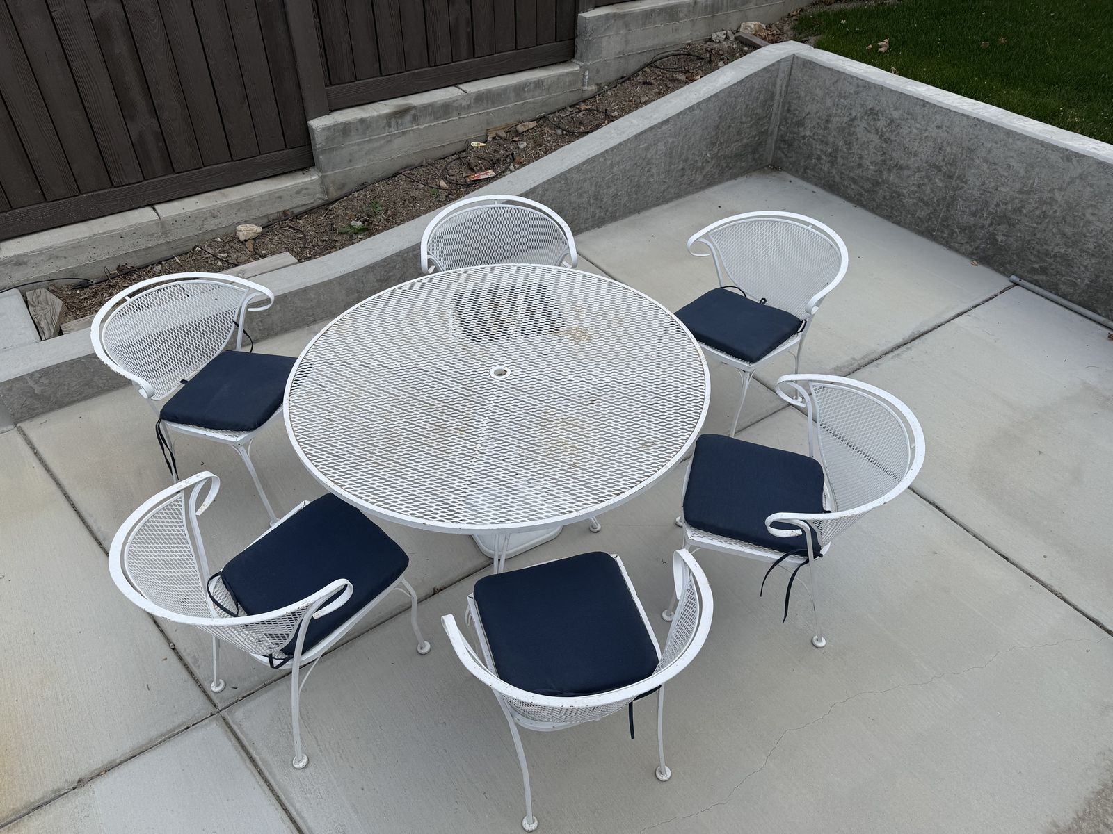 Steel table and six chairs