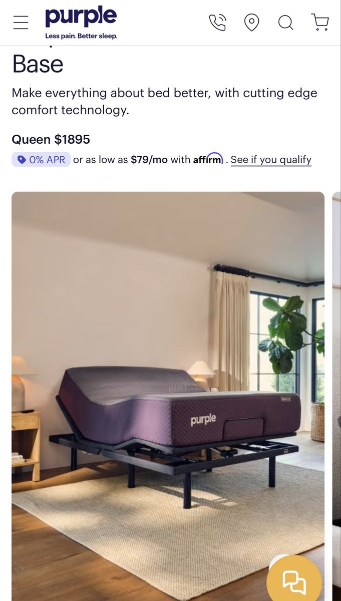 PurplePlus Queen Mattress - 2" GelFlex Grid, Ultra Comfort Layer, 11" Profile Height with adjustable base.