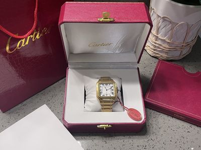 Cartier Santos de Cartier Gold Automatic Watch with Box and Papers