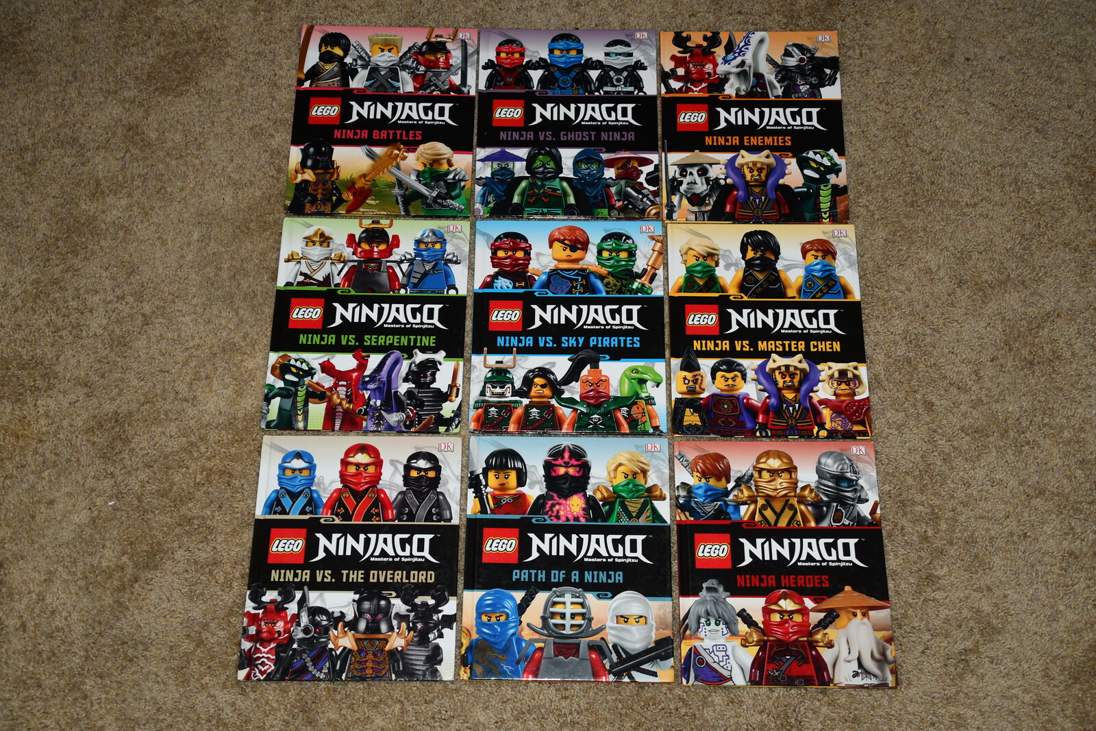 9 BOOK SET ~ LEGO NINJAGO, MASTERS OF SPINJITZU ~ NO NAMES or WRITING!