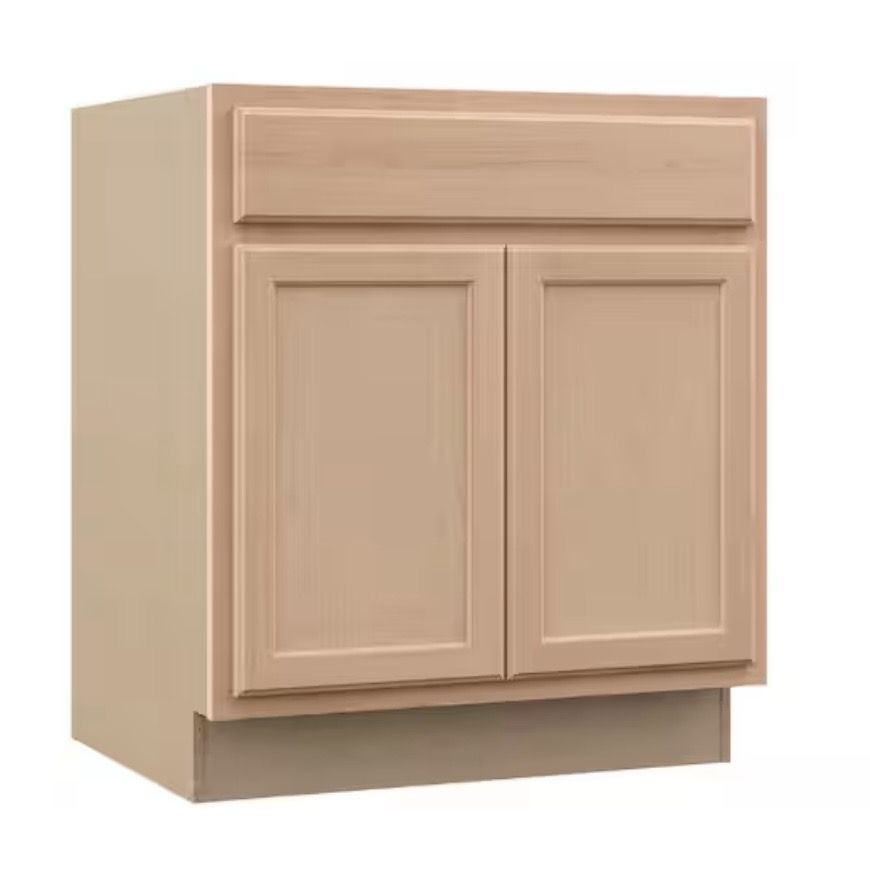 Hampton Bay Recessed Panel 30 in. W x 24 in. D x 34.5 in. H Assembled Base Kitchen Cabinet in Unfinished