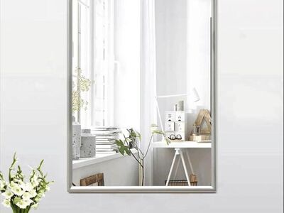 Silver Wall Mirror, Metal Borders, 22x30