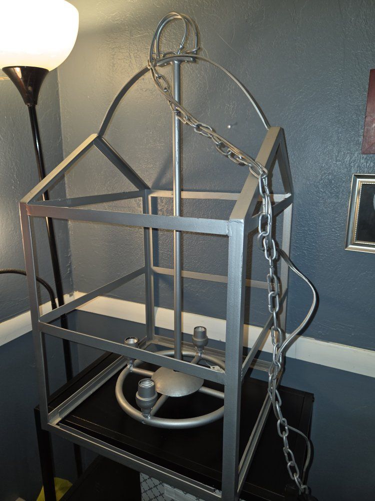 Industrial Silver Metal Cage Pendant Light Fixture