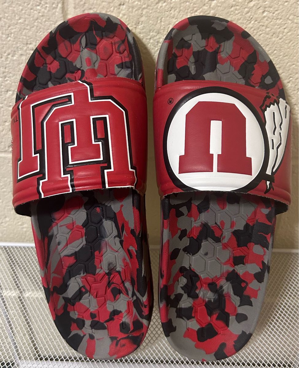 Unbranded Red & Gray Camo “UofU" Logo Slide Sandals - Size- 8 Women’s /6.5 Men’s Cash Only