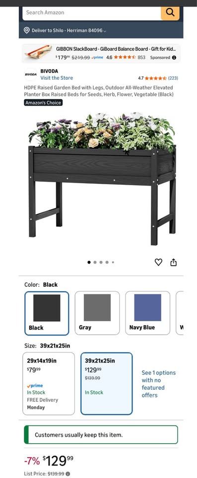 HDPE Raised Garden Bed with Legs