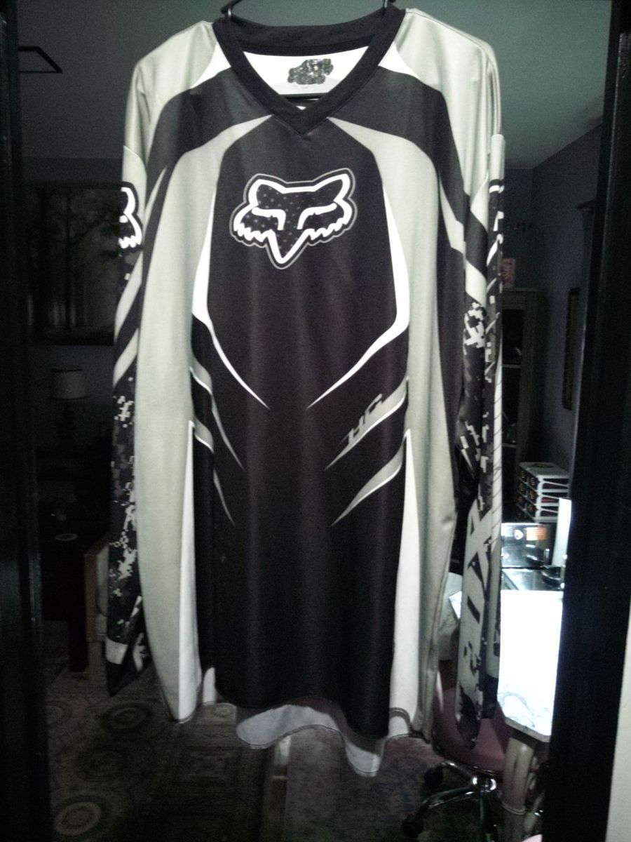 Fox Racing Long Sleeve Motocross Jersey Black Grey White 2XL